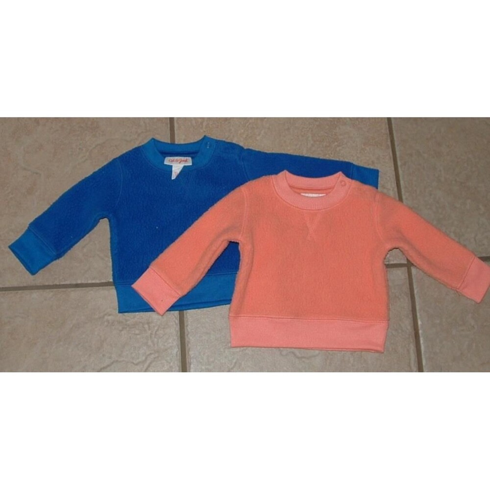 NEW NWT Infant Boys Sz Newborn Soft Warm Long Sleeve 2 Pc Shirt Lot CAT & JACK
